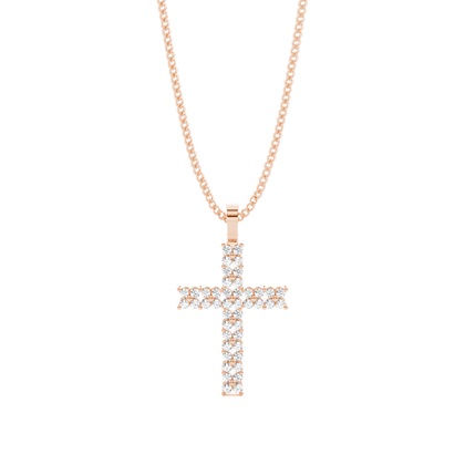 Rose Gold Cross Diamond Pendants