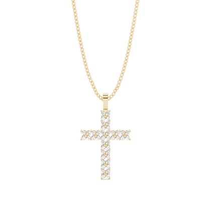 Yellow Gold Cross Diamond Pendants