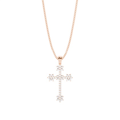 Rose Gold Cross Diamond Pendants