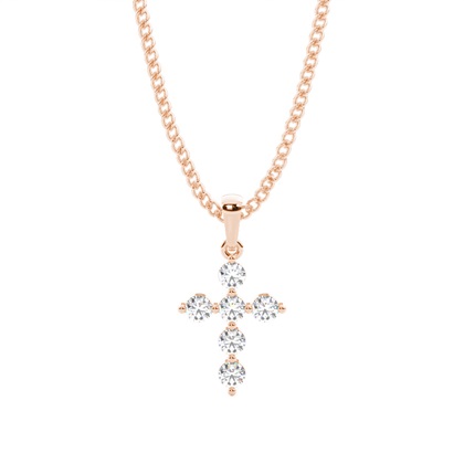 Rose Gold Cross Diamond Pendants