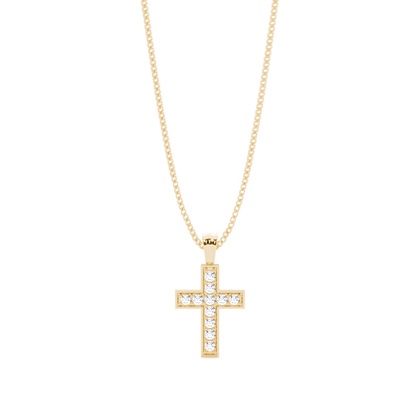 Yellow Gold Cross Diamond Pendants