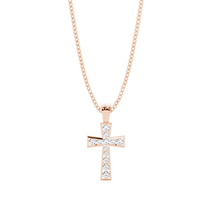 Rose Gold Cross Diamond Pendants