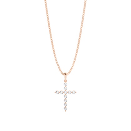 Rose Gold Cross Diamond Pendants