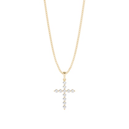 Yellow Gold Cross Diamond Pendants