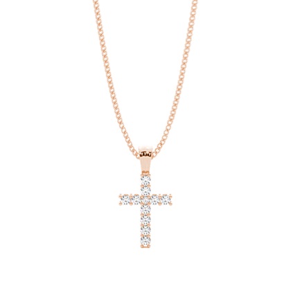 Rose Gold Cross Diamond Pendants