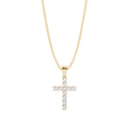 Yellow Gold Cross Diamond Pendants