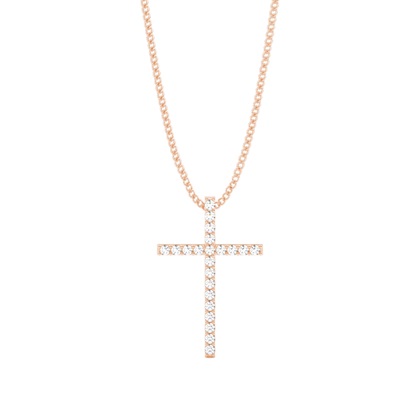 Rose Gold Cross Diamond Pendants