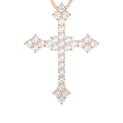 Rose Gold Cross Diamond Pendants