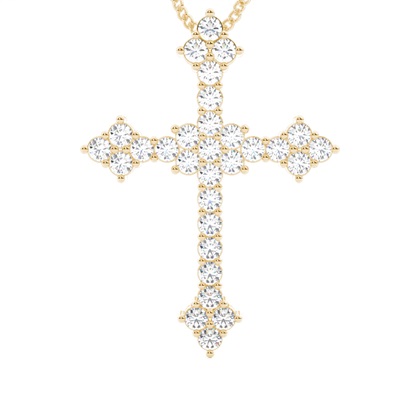 Yellow Gold Cross Diamond Pendants