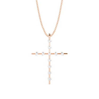Rose Gold Cross Diamond Pendants
