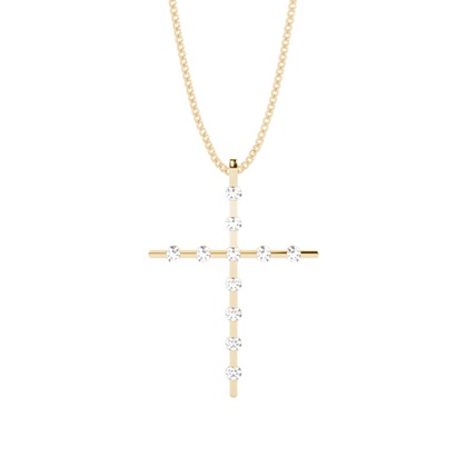 Yellow Gold Cross Diamond Pendants