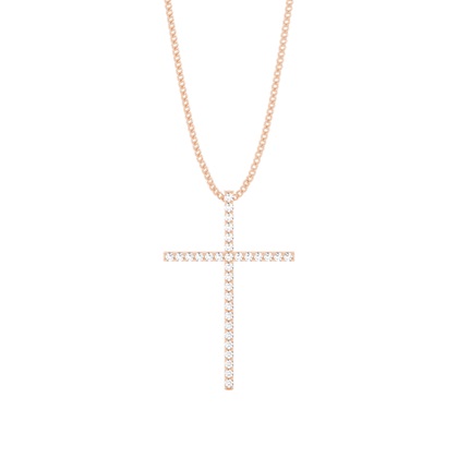 Rose Gold Cross Diamond Pendants