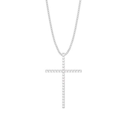 Plate Prong Setting Cross Pendant