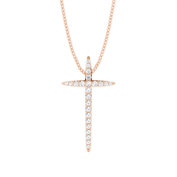 Pave Setting Round Diamond Cross Pendant