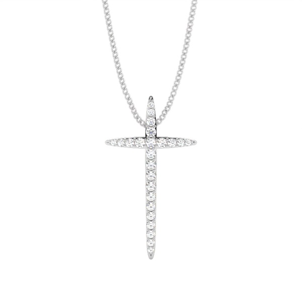 Pave Setting Round Diamond Cross Pendant