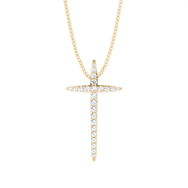 Pave Setting Round Diamond Cross Pendant
