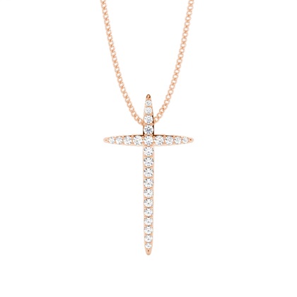 Rose Gold Cross Diamond Pendants
