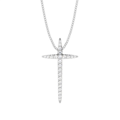 Pave Setting Round Diamond Cross Pendant