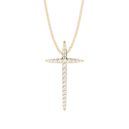 Yellow Gold Cross Diamond Pendants