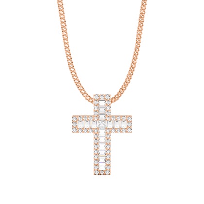 Rose Gold Cross Diamond Pendants