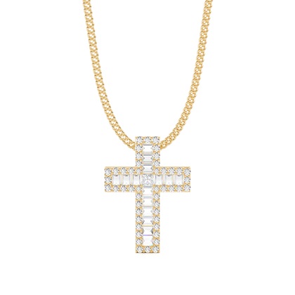 Yellow Gold Cross Diamond Pendants