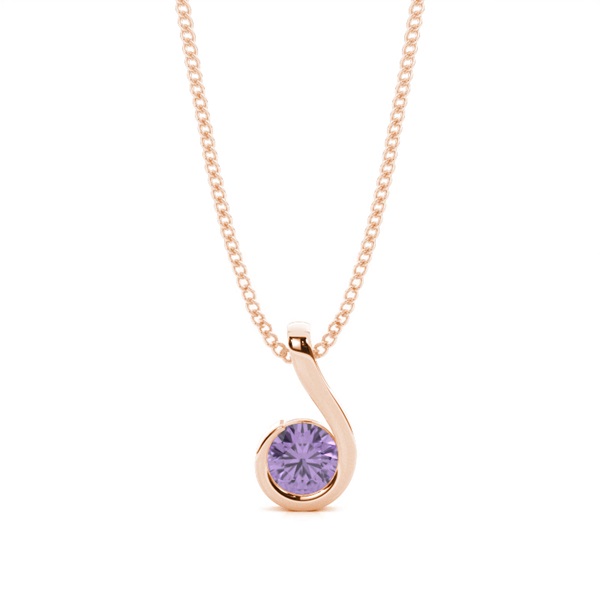 Semi Bezel Round Amethyst Solitaire Pendant