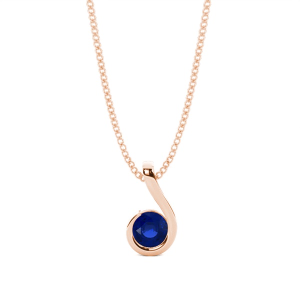 Semi Bezel Blue Sapphire Solitaire Pendant