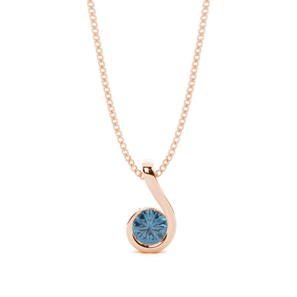 Semi Bezel Round Blue Topaz Solitaire Pendant