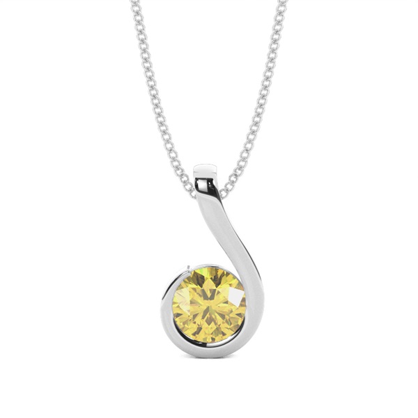 Semi Bezel Yellow Diamond Solitaire Pendant