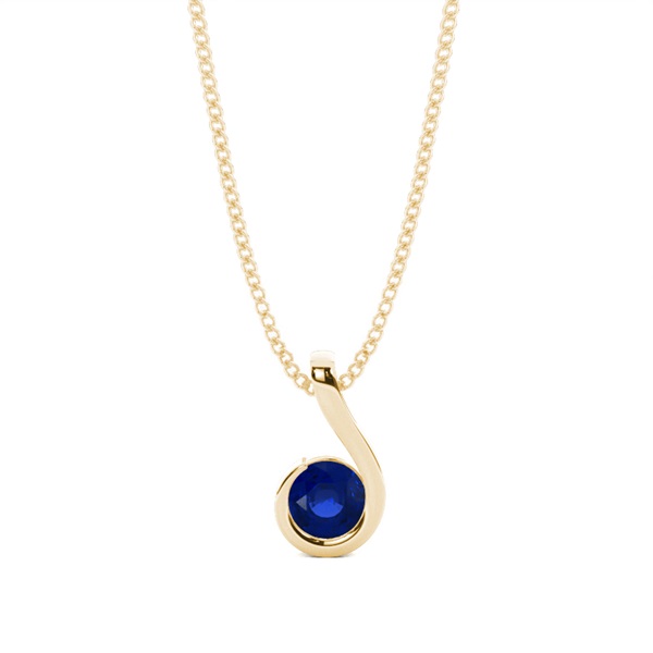 Semi Bezel Blue Sapphire Solitaire Pendant
