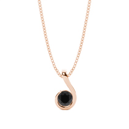 Semi Bezel Setting Classic Solitaire Black Diamond Pendant