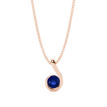 Semi Bezel Blue Sapphire Solitaire Pendant