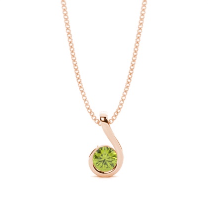 Semi Bezel Round Peridot Solitaire Pendant