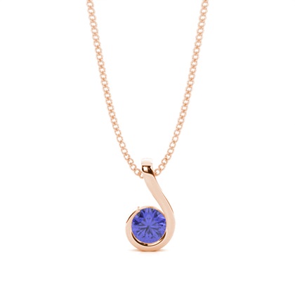 Semi Bezel Round Tanzanite Solitaire Pendant