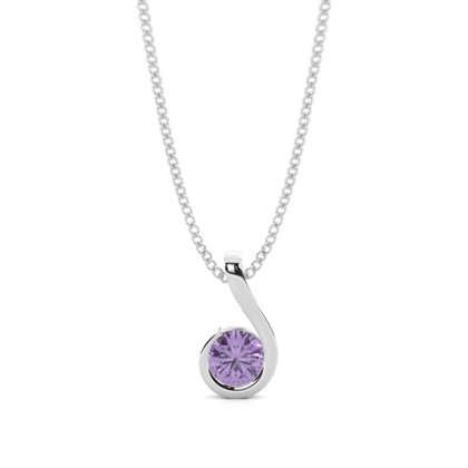 Semi Bezel Round Amethyst Solitaire Pendant