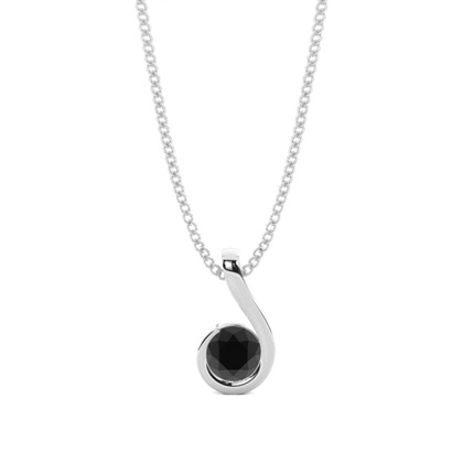 Semi Bezel Setting Classic Solitaire Black Diamond Pendant