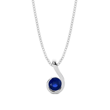Semi Bezel Blue Sapphire Solitaire Pendant