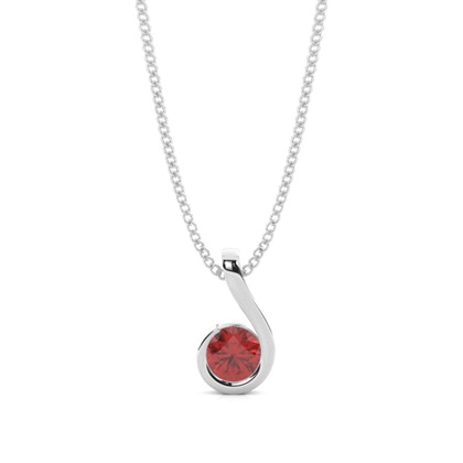 Semi Bezel Round Garnet Solitaire Pendant