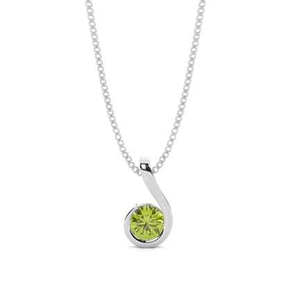Semi Bezel Round Peridot Solitaire Pendant