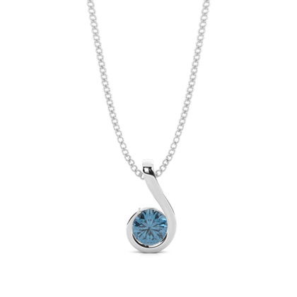 Semi Bezel Round Blue Topaz Solitaire Pendant