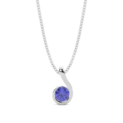 Semi Bezel Round Tanzanite Solitaire Pendant