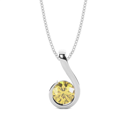 Semi Bezel Yellow Diamond Solitaire Pendant