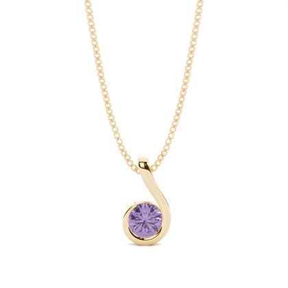 Semi Bezel Round Amethyst Solitaire Pendant