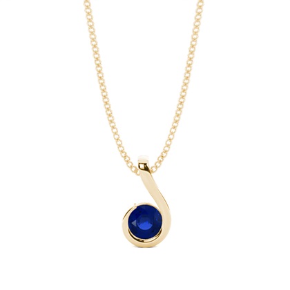 Semi Bezel Blue Sapphire Solitaire Pendant