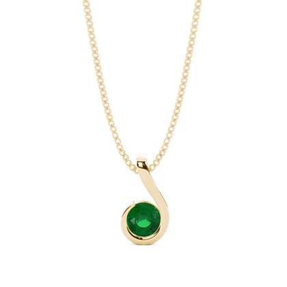 Round Yellow Gold Diamond Pendants Gemstones