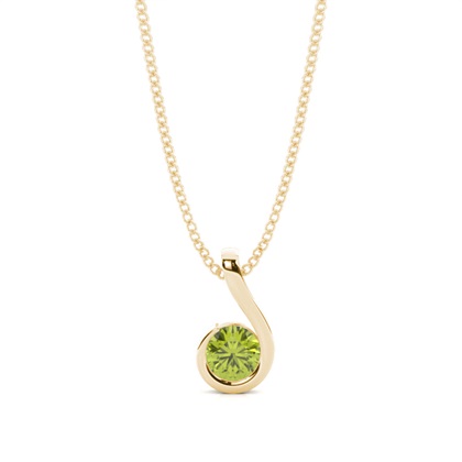 Semi Bezel Round Peridot Solitaire Pendant