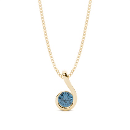 Semi Bezel Round Blue Topaz Solitaire Pendant