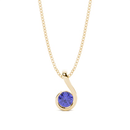 Semi Bezel Round Tanzanite Solitaire Pendant