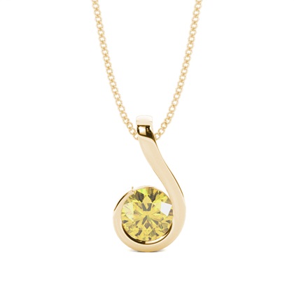 Semi Bezel Yellow Diamond Solitaire Pendant