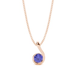 Semi Bezel Round Tanzanite Solitaire Pendant